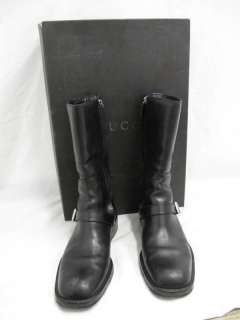 Gucci Black Leather Mid Calf Zip Up Single Strap Moto Style Boots 7.5 