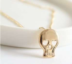 Golden Skeleton Skull Pendant Hollow Out Chain Necklace N011  