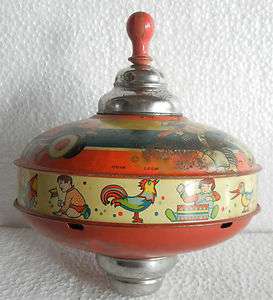  Airplane, Train, Ship Litho Print Spinning Top Tin Toy, Germany  