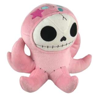 Furry Bones OCTOPEE Pink Plush Octopus 9 Inch Skull  