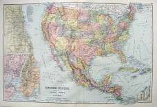  original antique lithographed map title united states mexico central 