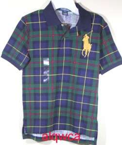 New Polo Ralph Lauren Boys Pony Plaid T shirt M 10 12  