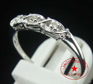 TOP GRADE 3 STONE NATURAL DIAMOND RING BAND SILVER WRAPPED IN WHITE 
