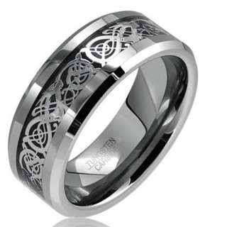 Dragon Tungsten Carbide Celtic Ring Mens Jewelry Wedding Band Silver 