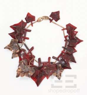 Gerda Lynggaard Monies 2pc Red & Copper Leaf Pendant Necklace 