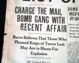 WALL STREET Stock Market NYC Bombing 1920 Old Newspaper  