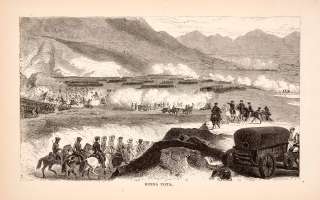 1875 Woodcut Buena Vista Battle Angostura Mexico Coahuila Mexican 