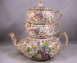 Lord Nelson Pompadour mini teapot stacking set 1930 English Chintz 