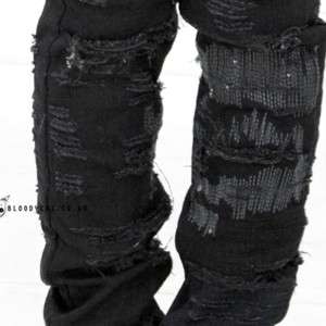 Punk Unisex Bloodycat Goth Scratch Destroy Ripped Jeans  