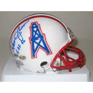Warren Moon Autographed/Hand Signed Houston Oilers Mini Helmet with 