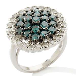 98ct Blue and White Diamond Sterling Silver Ring 