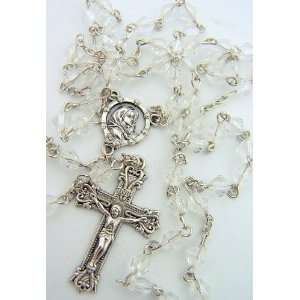 Madonna & Child Centerpiece Crystal Beads Rosary Cross Crucifix Womens 