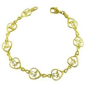   10K Yellow Gold Diamond Cut I Love Mom Bracelet: Katarina: Jewelry