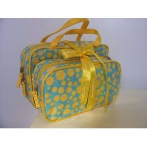 Liz Claiborne Cosmetic Case Set in Blue and Yellow