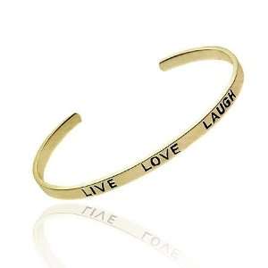   18k Gold over Silver Live, Love, Laugh Inspirational Bangle Jewelry