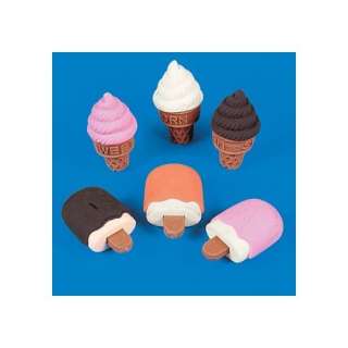  Ice Cream Cone and Frozen Treat Erasers. Kids Party Favors 