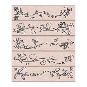  Whimsical Messages and Borders Wood Mounted Rubber Stamp 