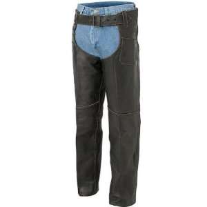 River Road Black Vintage Distressed Leather Motorcycle Chaps (Mens 