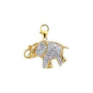  Elephant, 14K White Gold Diamond Charm Jewelry