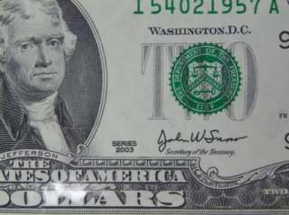 00, Two Dollar Bill , Uncirculated D217  