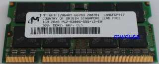 1GB DDR2 PC2 5300 CL5 667Mhz Laptop Notebook Memory ram  