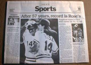   ROSE breaks TY COBB baseball HIT RECORD 4192 Cincinnati Reds  