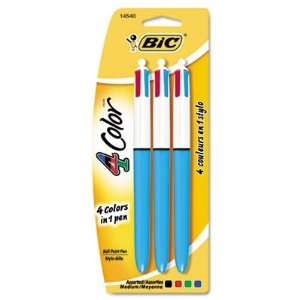  4 Color Ballpoint Retractable Pen Assorted Ink Medium 3 