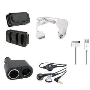 5in1 Car Charger+Leather Case Holster+USB Cable+3.5mm Stereo Headset 