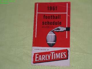 1961 Early Times Football Schedule N.F.L. & A.F.L.  