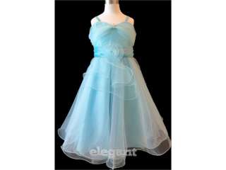 Blue V Wedding Flower Girls Dress Pageant Gown Size 10 Age 9 11 Years 