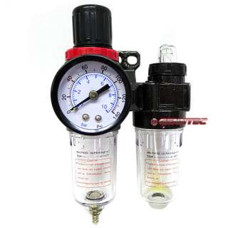 In line Air Compressor Water Twin Air Filter With Regulator Trap 1/4 