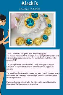 Vintage Costume Jewelery Designer Signed Bracelet Earrings Set 