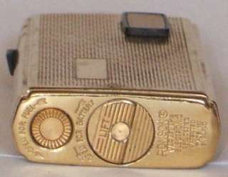 VINTAGE GOLD RONSON CIGARETTE LIGHTER WITH ORIGINAL LEATHER POUCH 
