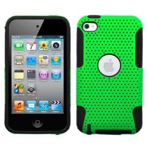 Green MESH Hybrid Hard Silicone Rubber Gel Skin Case Cover Apple iPod 