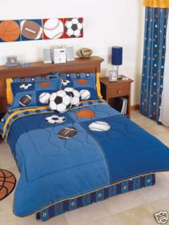 New Boys Sports Balls Soccer Comforter Bedding Set Full 10pieces