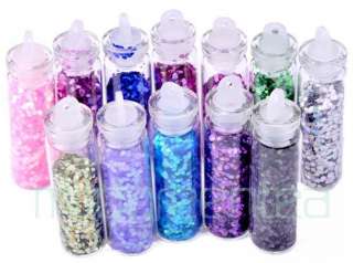 V157 NEW 12 Bottle Glitter Hexagonal Shapes Nail Art  