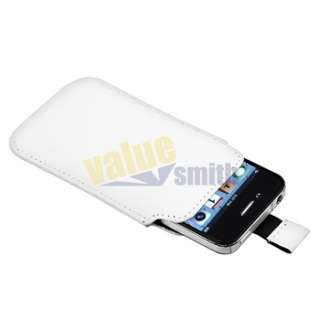 White Leather Slip Case Skin Cover+Privacy Guard Accessory For iPhone 