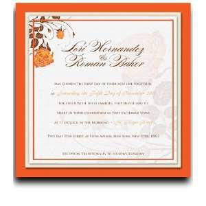  260 Square Wedding Invitations   Rose Orange & Coco Creme 