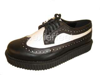 Creeper Shoes. Color Black White Leather. DEMONIA;CREEPER