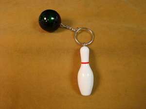 Green Bowling Ball & White Pin Key chain (New)  