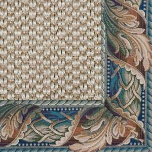  Bordered with Woven Tapestry Light Blue Acanthus Contemporary Rug 