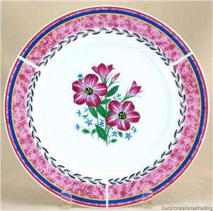 New Royal Norfolk Dinner Plate Stoneware Pottery Blue Rose Red Flower 
