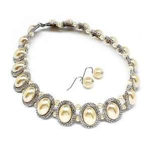  Bridal Wedding Jewelry Set Pearls Choker Creme Jewelry