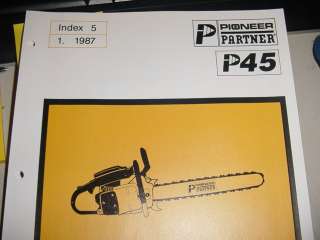 PIONEER POULAN PARTNER CHAINSAW P45 45 PARTS LIST MANUAL  