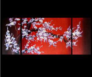 Abstract Art Asian Feng Shui Cherry Blossom Flower Painting  