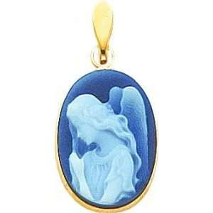    14K Gold Agate Guardian Angel Cameo Pendant Jewelry A Jewelry