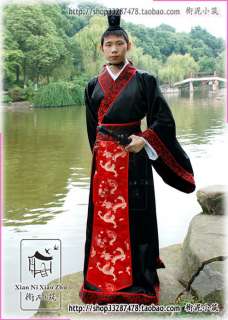 Custom made Chinese mans red satin/brocade hanfu Dress  