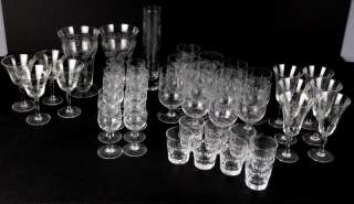 42pc Lot Floral Etched Glass Assorted Glasses Stemware  
