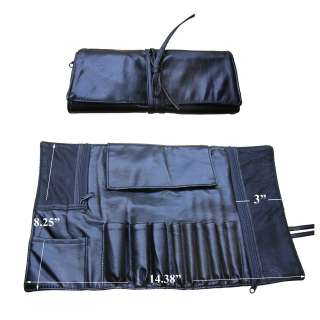 Black Full Size Cosmetics Brushes Travel Case Holder Make Up Brush Bag 