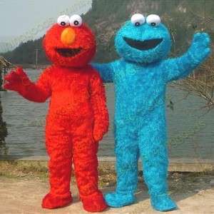 COUPLE SESAME STREET MONSTER COOKIE AND ELMO COSTUME ADULT MASCOT TWO 